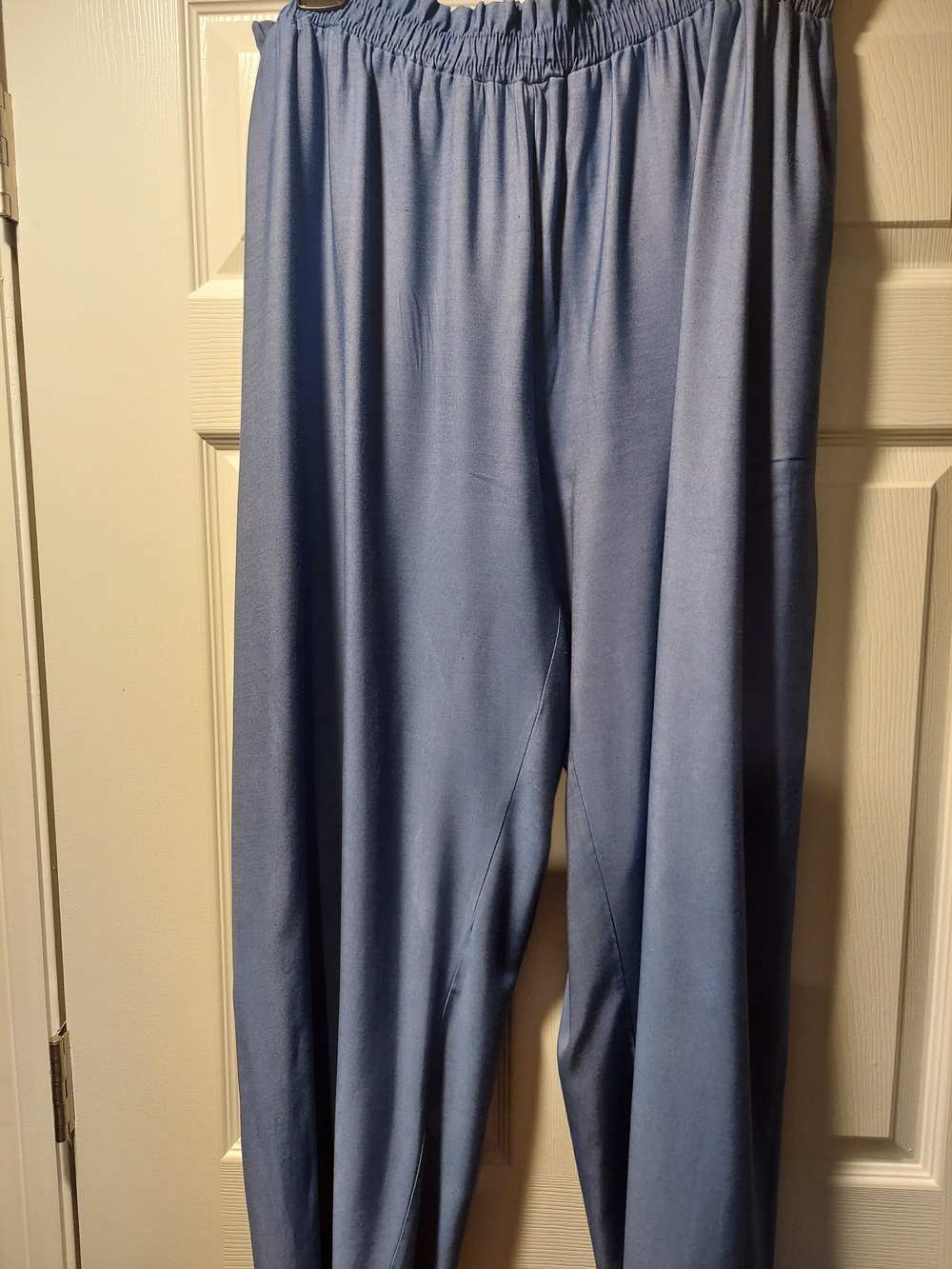 Ashley Stewart Blue Chambray, Elastic Waist Pull-On Pants